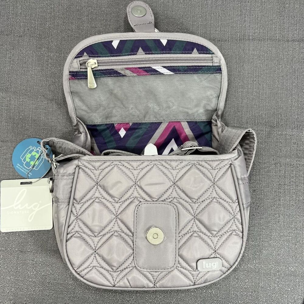 Lug Signature Mini Swing Crossbody Bag Grey Magnetic Flap NWT - Picture 3 of 12